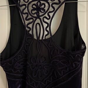 Elegant Black and Purple Mesh Dress